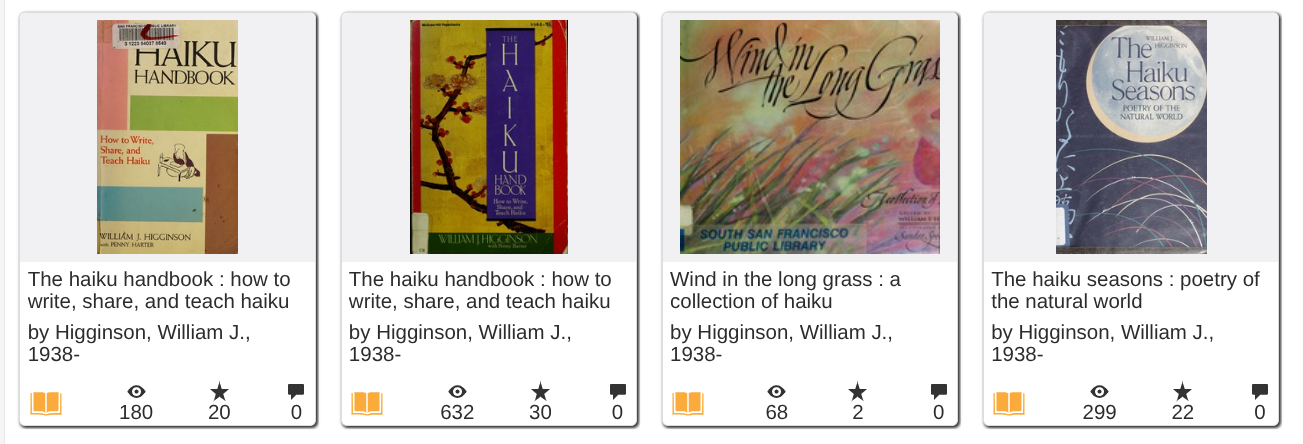 screenshot of four Higginson book covers at the Internet Archive